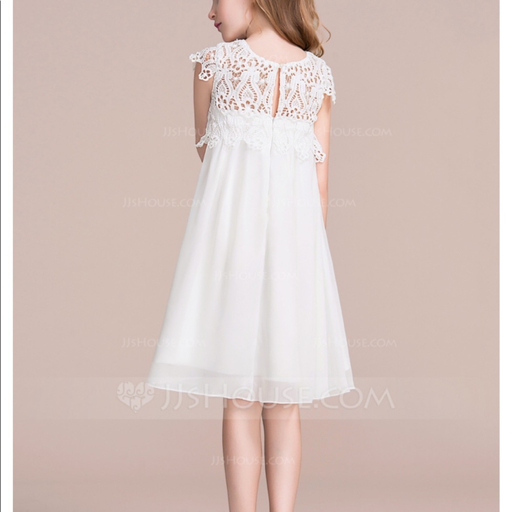 Boho Beach Lace Cap Sleeves Flower Girl Dress 5T